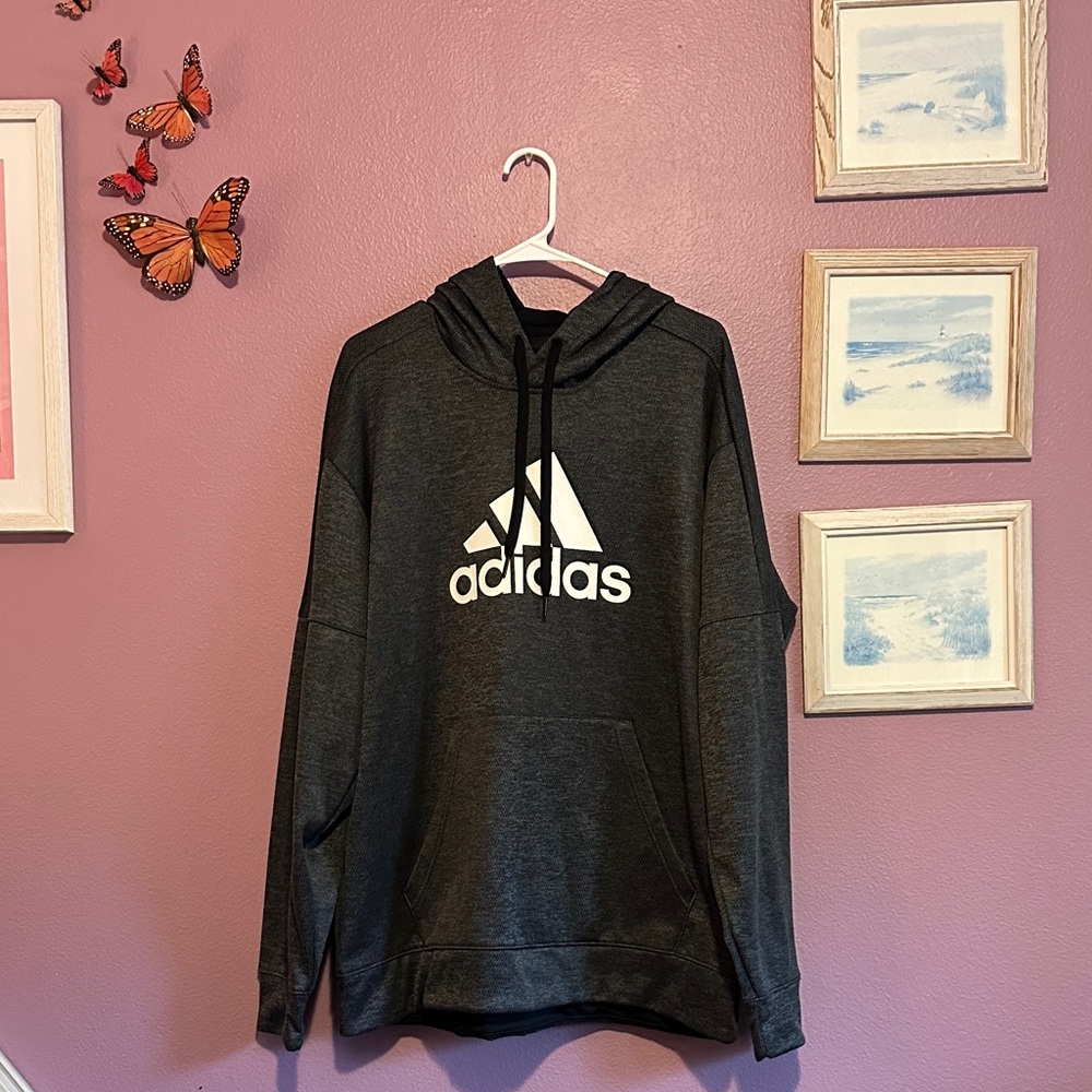 Adidas Men's Charcoal Hoodie Sweater